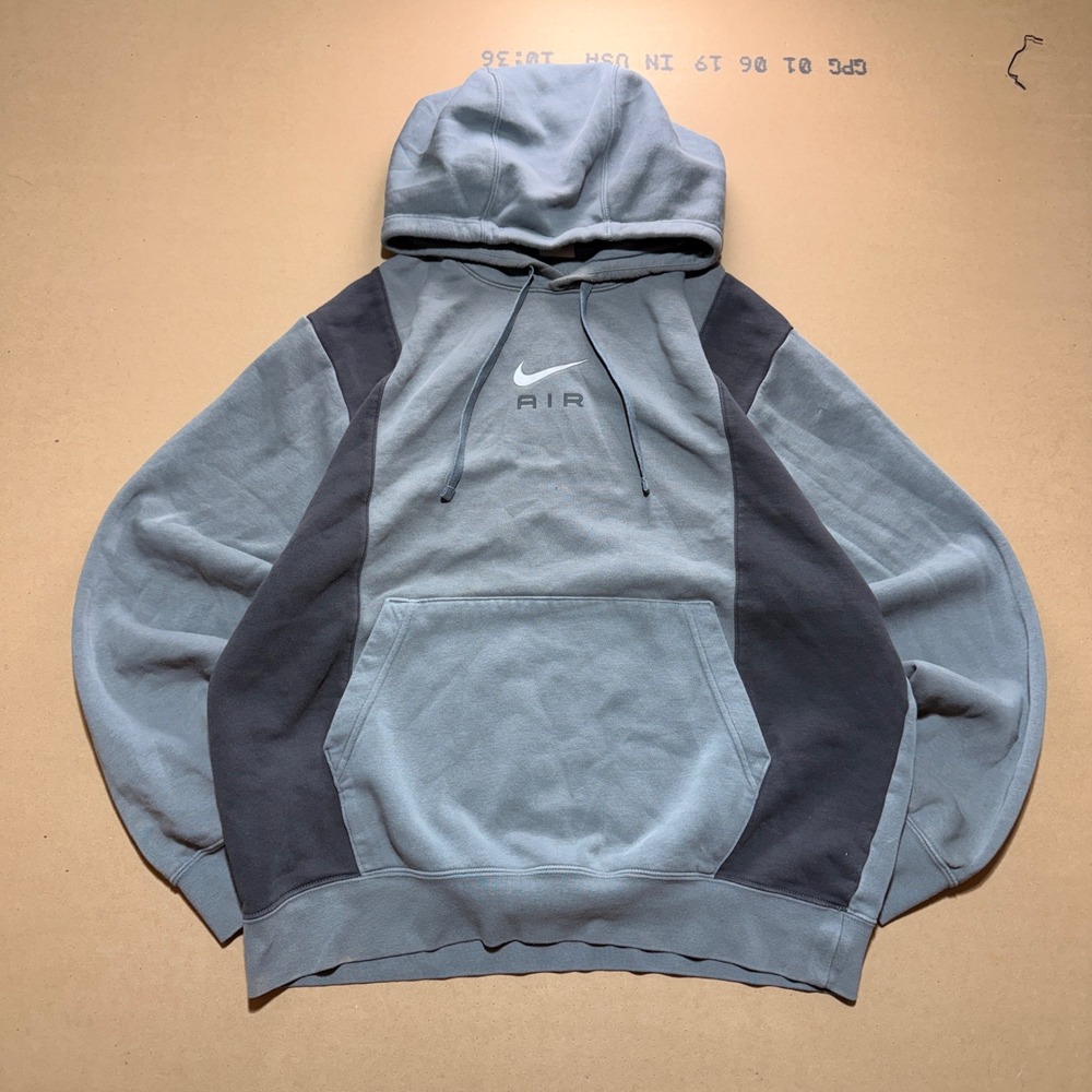 Nike Air Hoodie Large Blue Excellent Two Tone Fleece Pullover